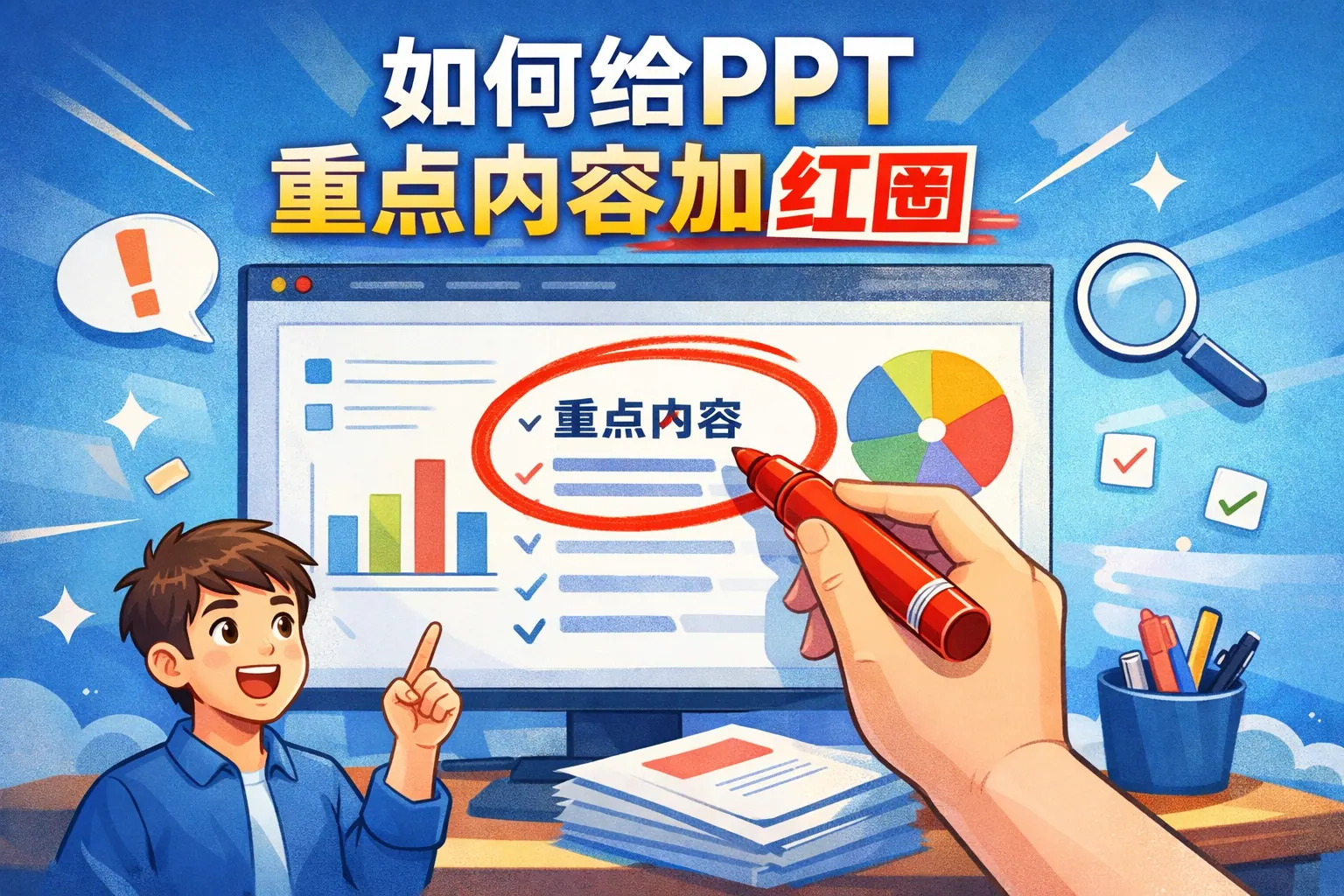 如何给ppt重点内容加红圈