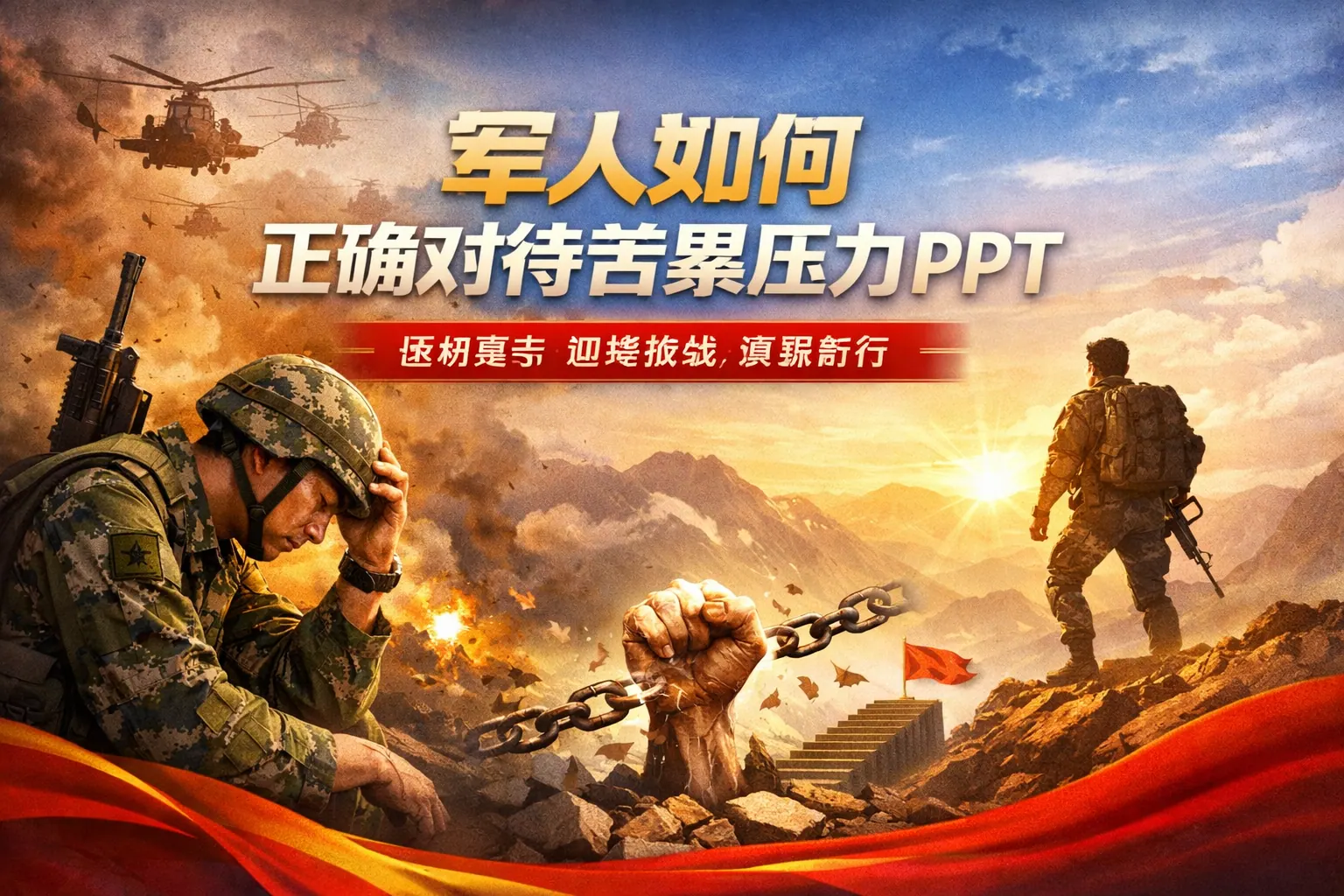 军人如何正确对待苦累压力ppt