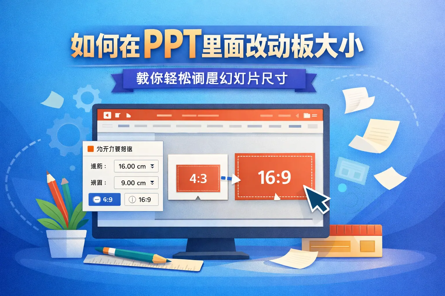 如何在ppt里面改动画板大小