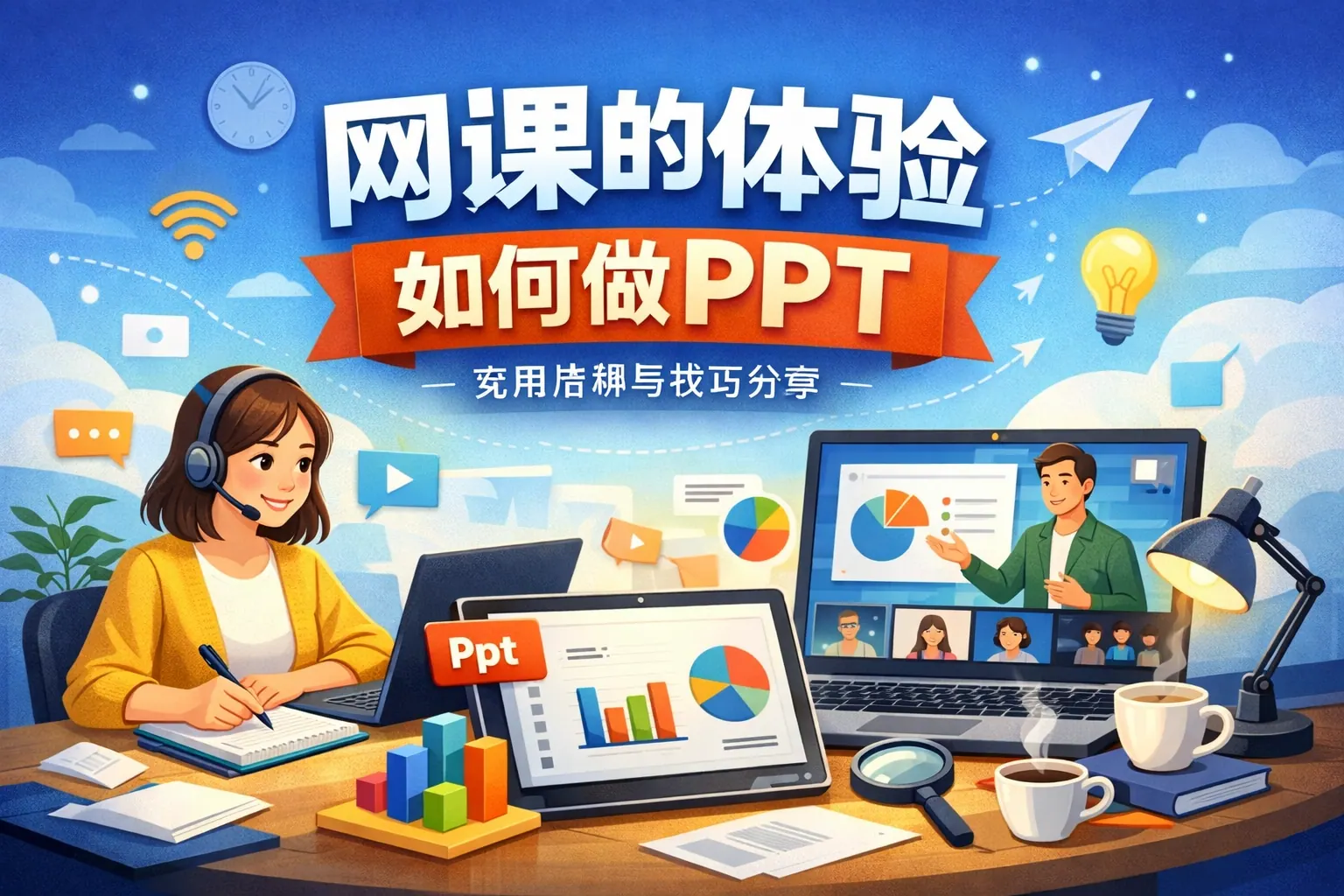 网课的体验如何做ppt