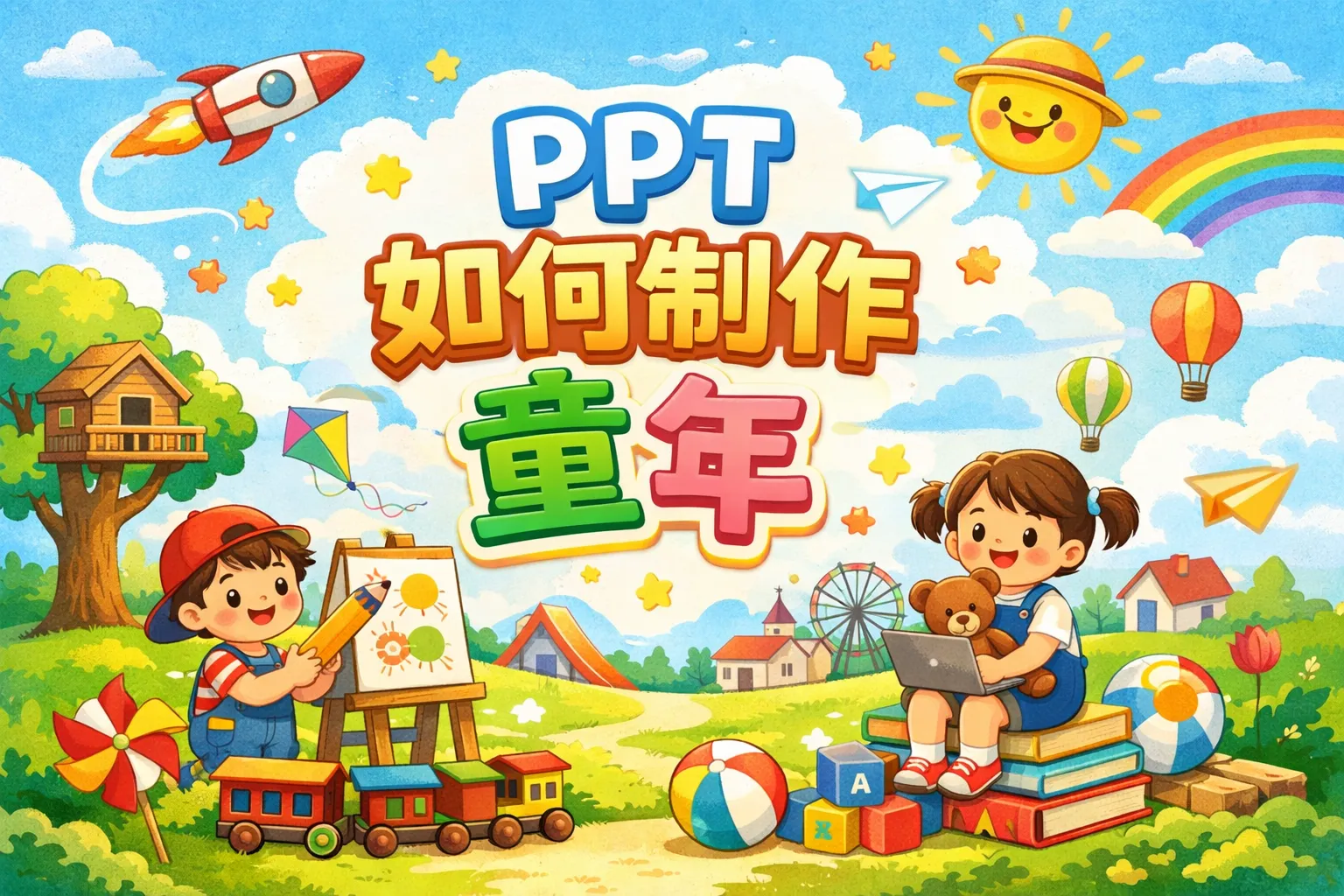 ppt如何制作童年