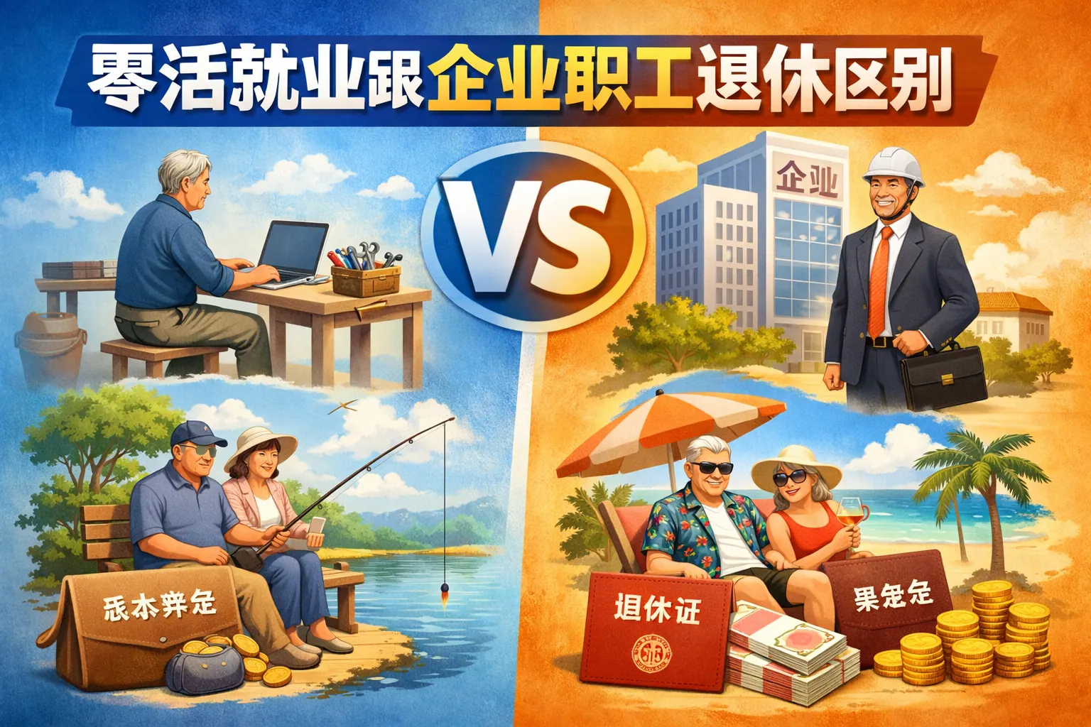 零活就业跟企业职工退休区别