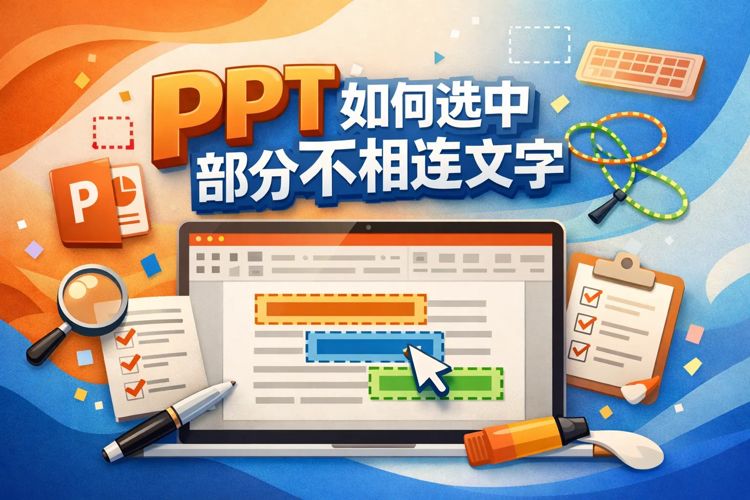 PPT如何选中部分不相连文字