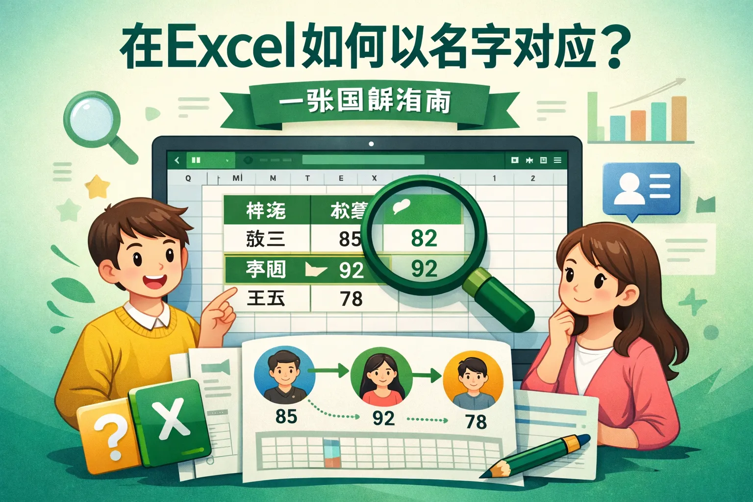 在excel如何以名字对应