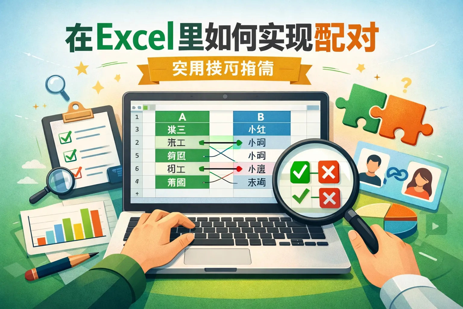 在excel里如何实现配对