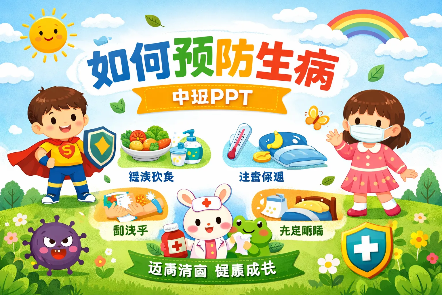 如何预防生病中班PPT