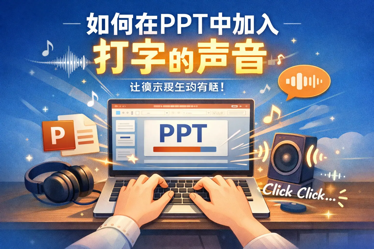 如何在ppt中加入打字的声音