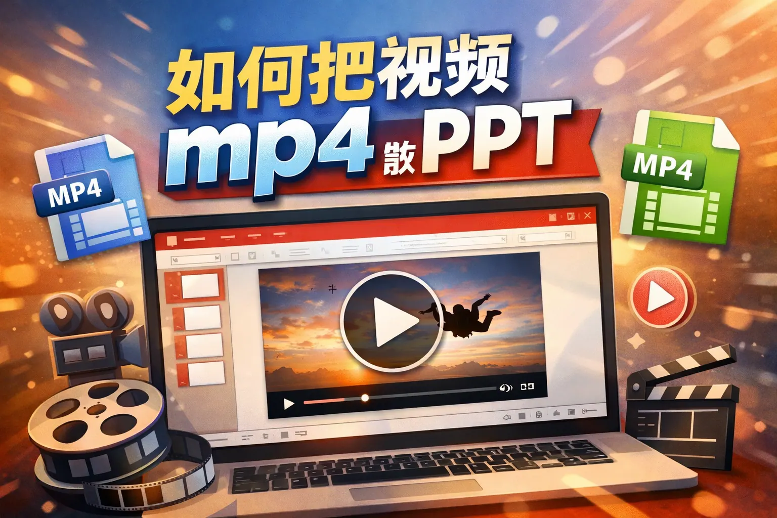 如何把视频mp4嵌入ppt