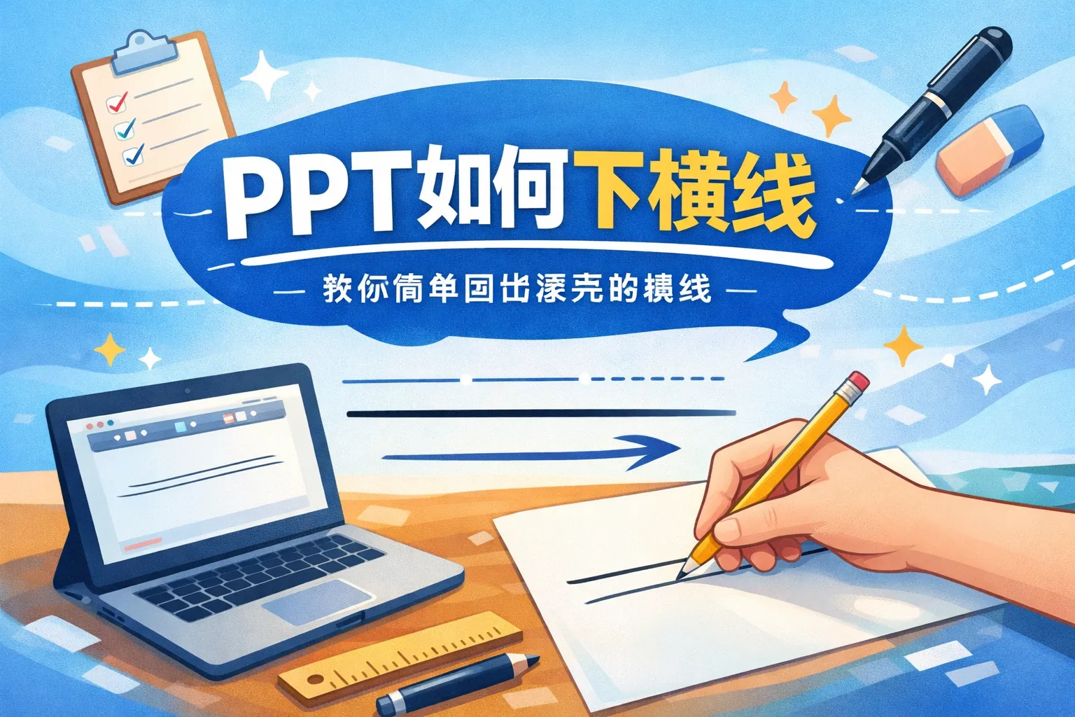 ppt如何画下横线