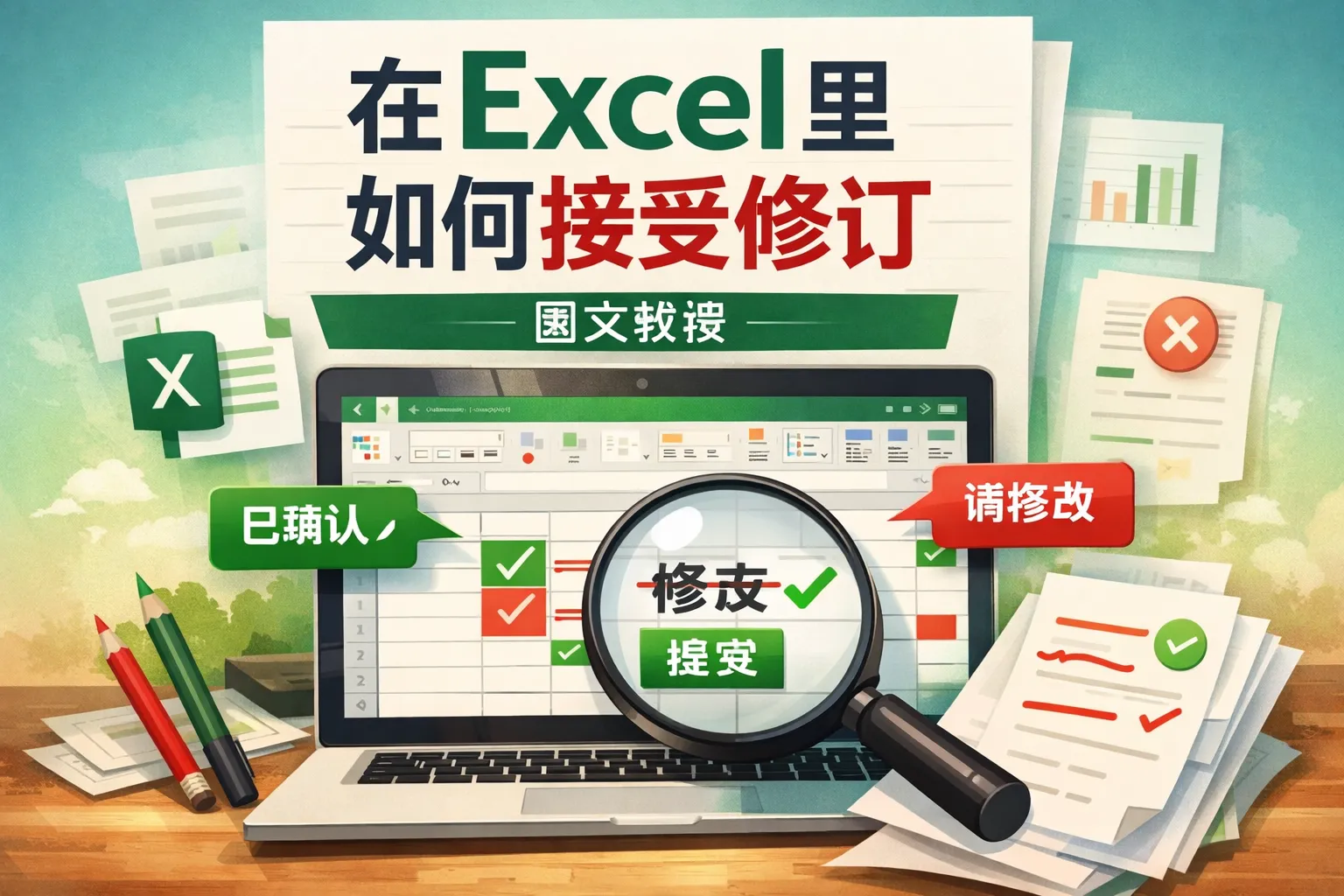 在excel里如何接受修订