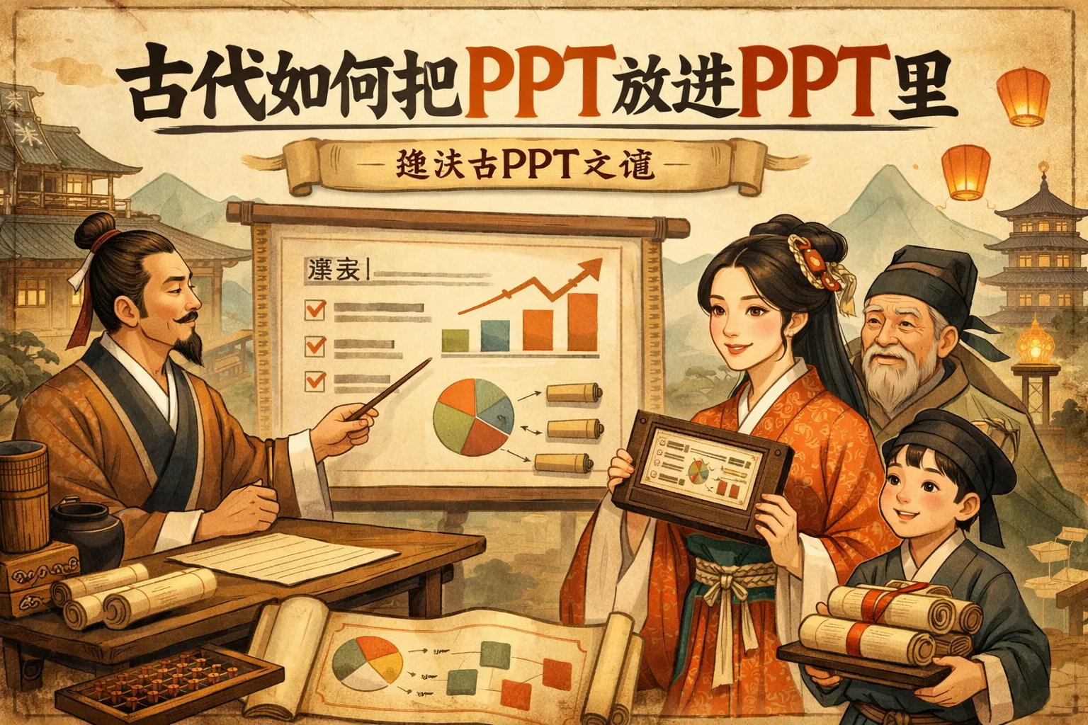 古代如何把ppt放进ppt里