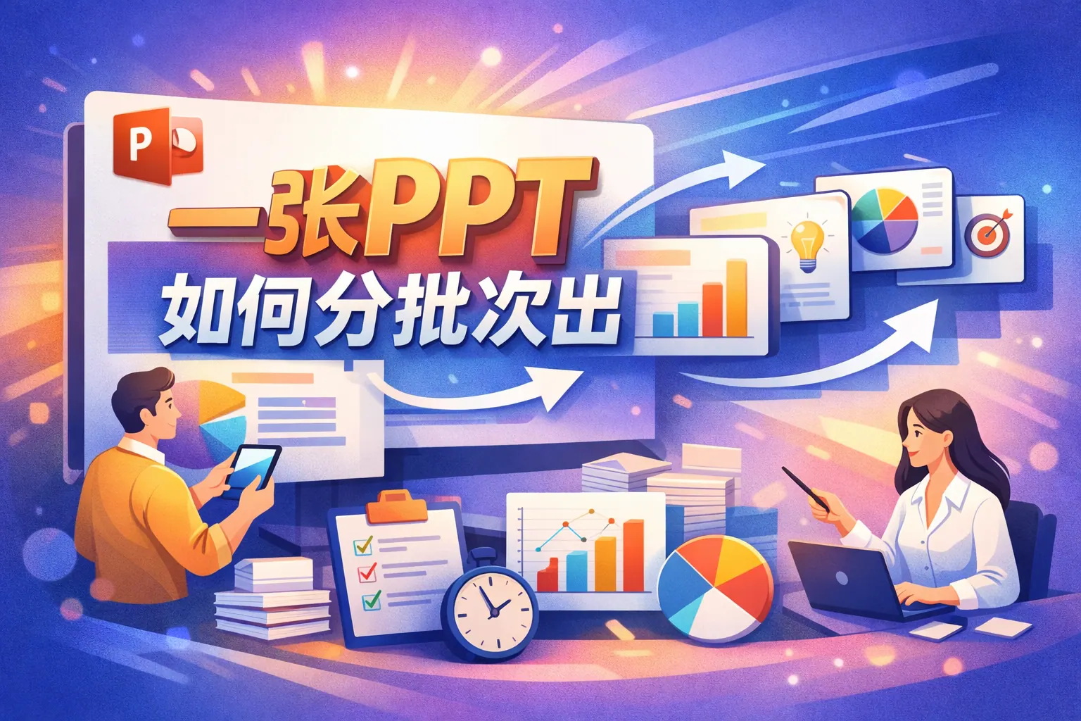 一张ppt如何分批次出