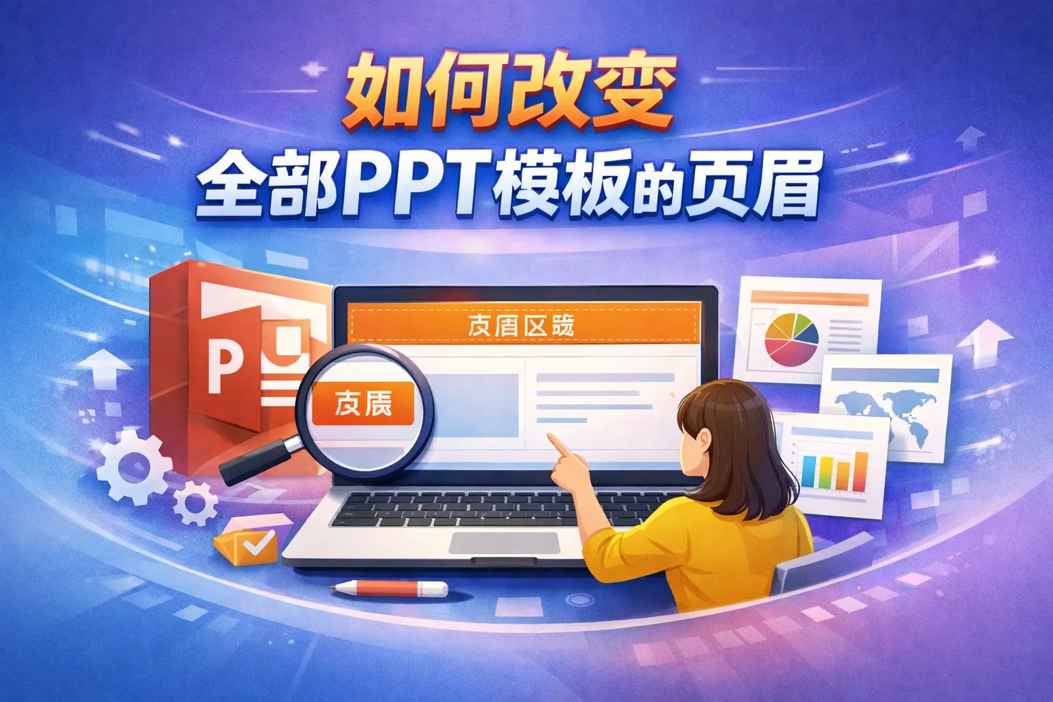 如何改变全部ppt摸板的页眉