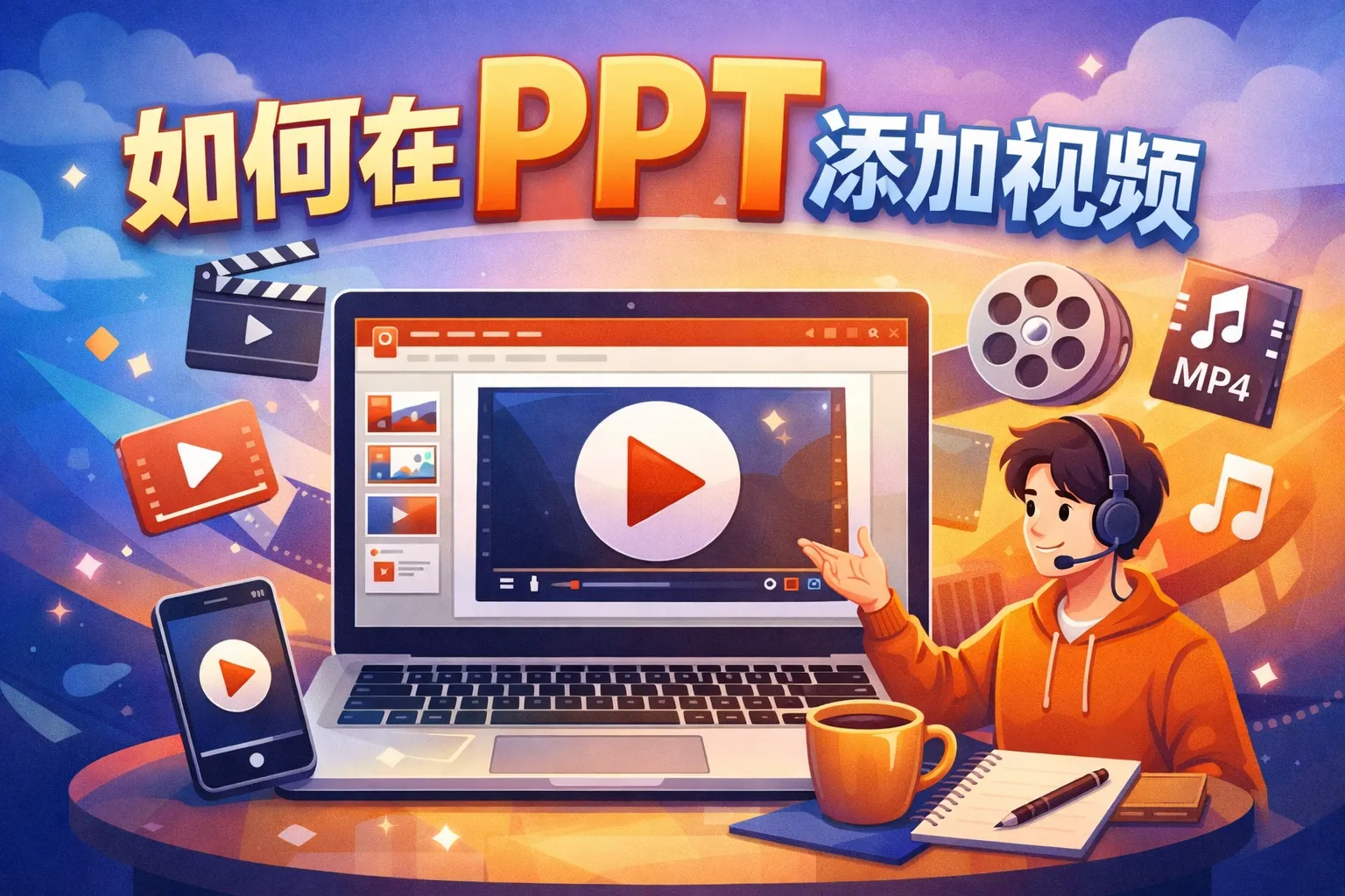 如何在PPT添加视频