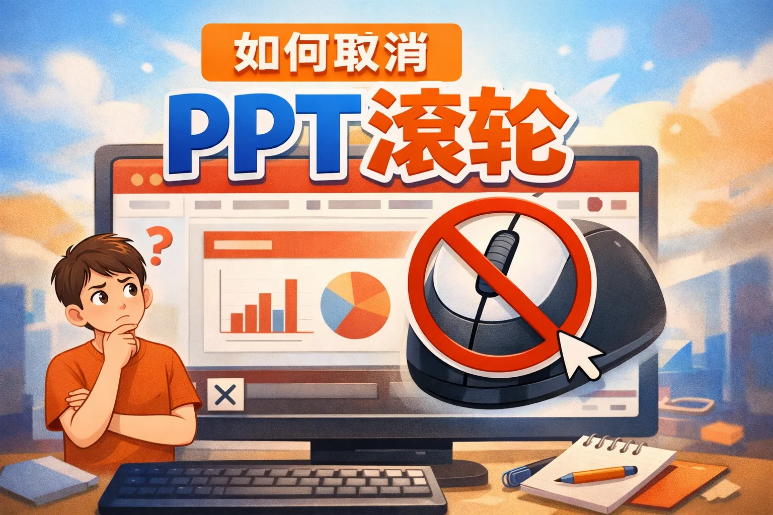 如何取消ppt滚轮