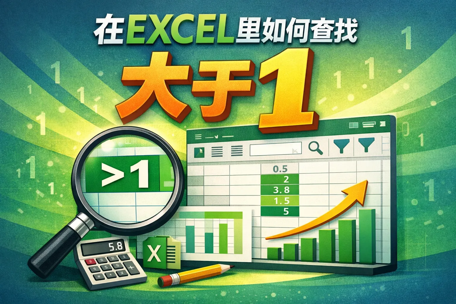在EXCEL里如何查找大于1