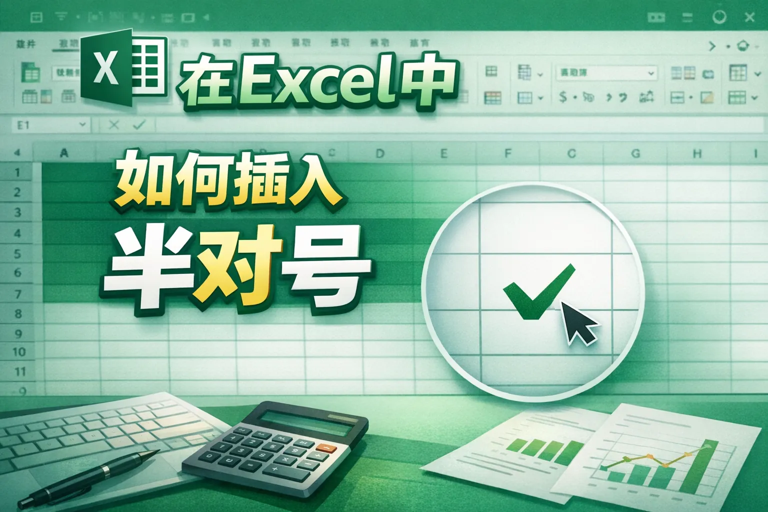 在excel中如何插入半对号
