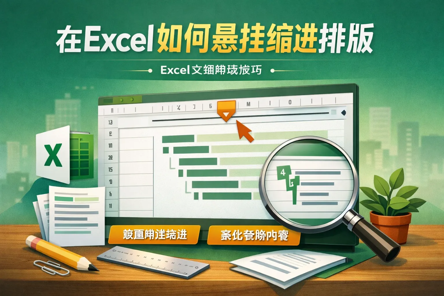 在excel如何悬挂缩进排版