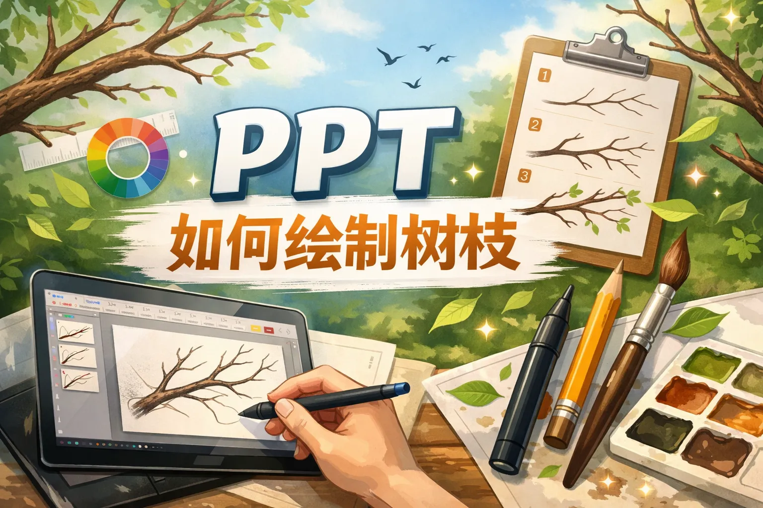 ppt如何绘制树枝