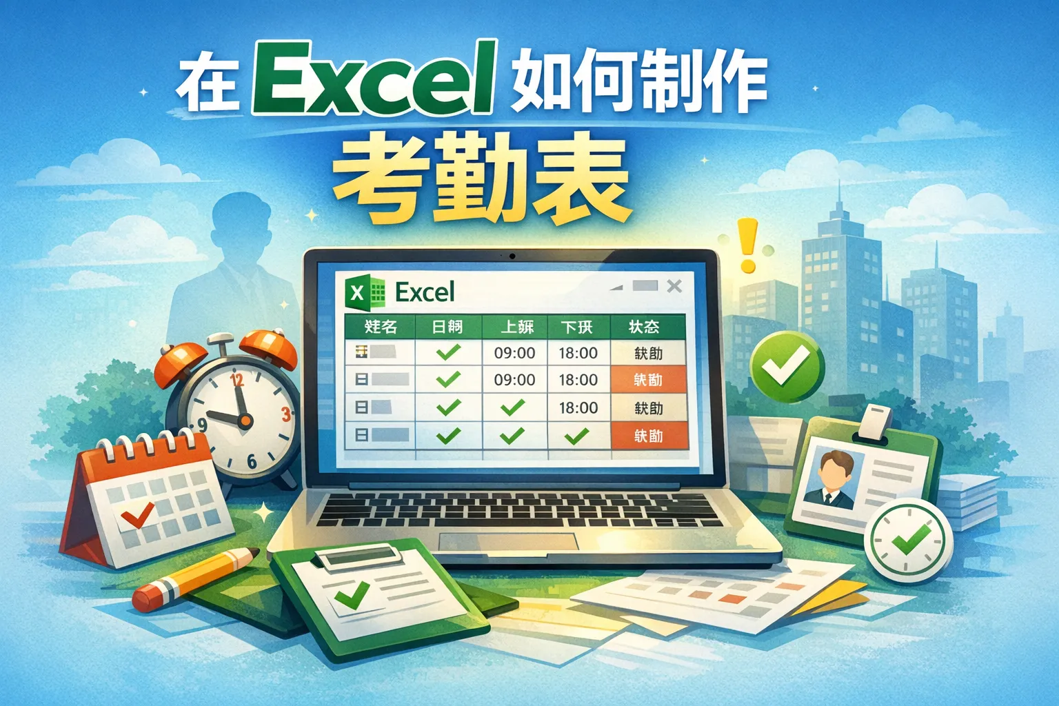 在excel如何制作考勤表