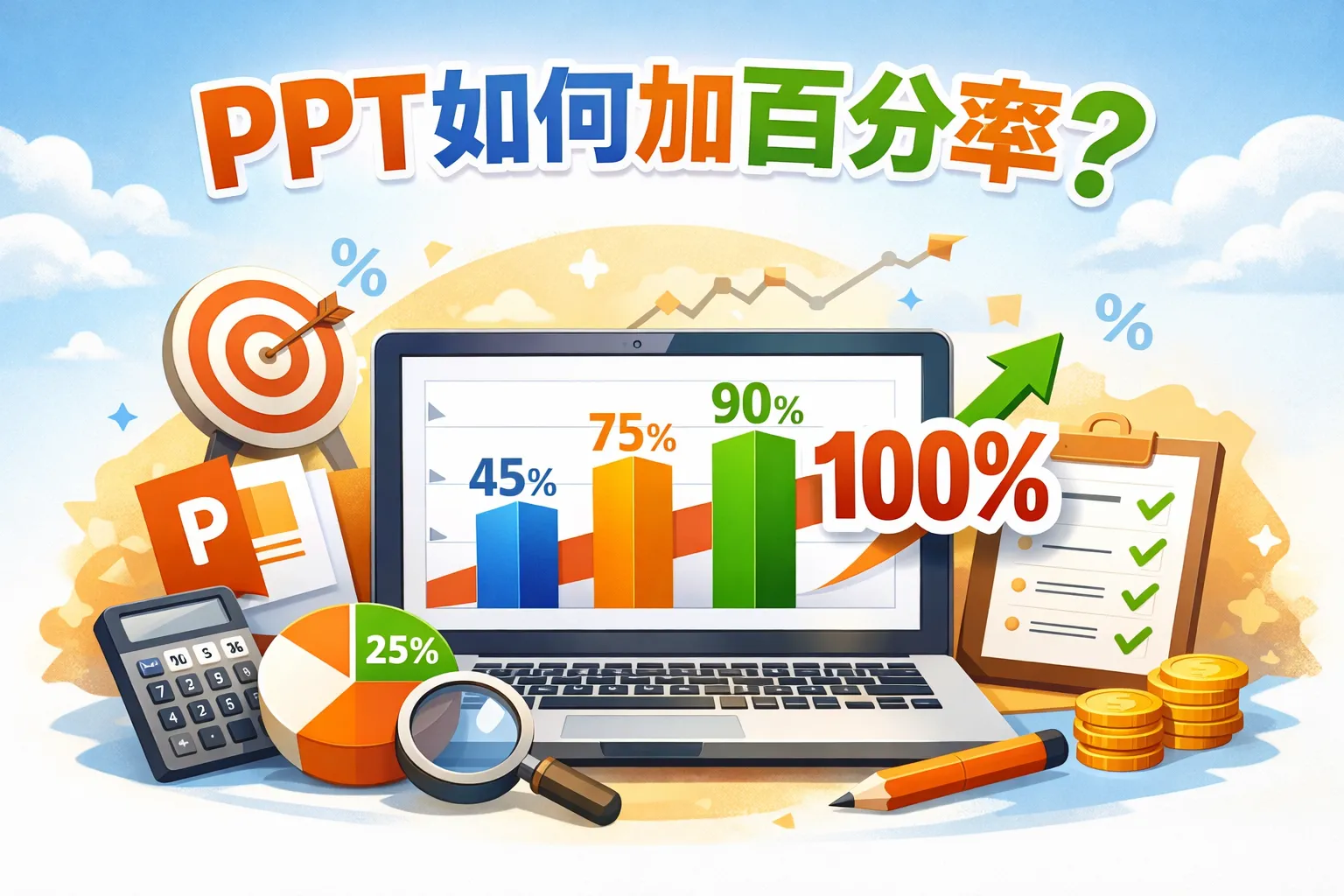 ppt如何加百分率
