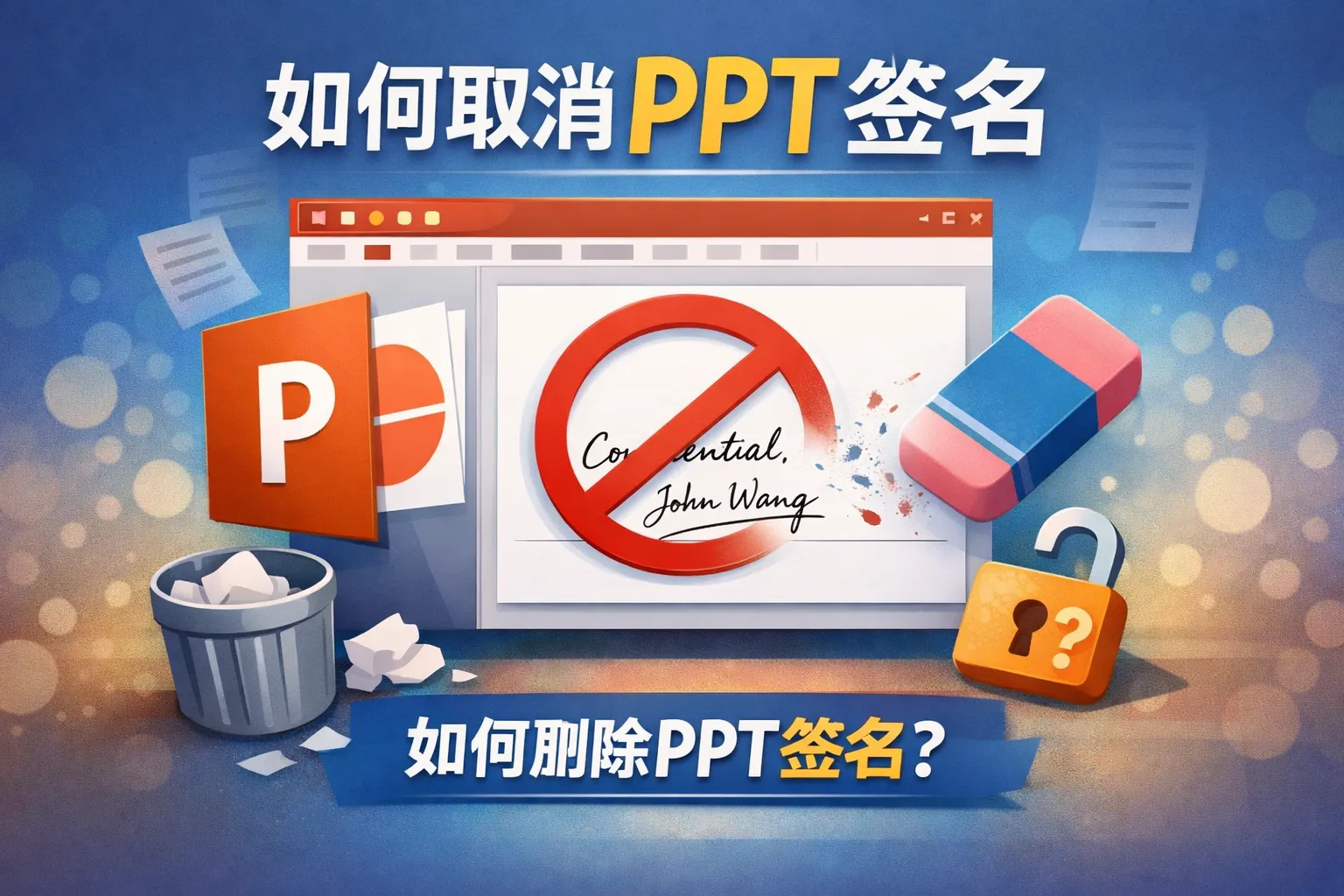 如何取消ppt签名