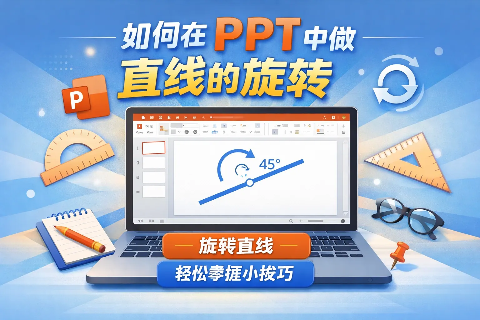 如何在ppt中做直线的旋转