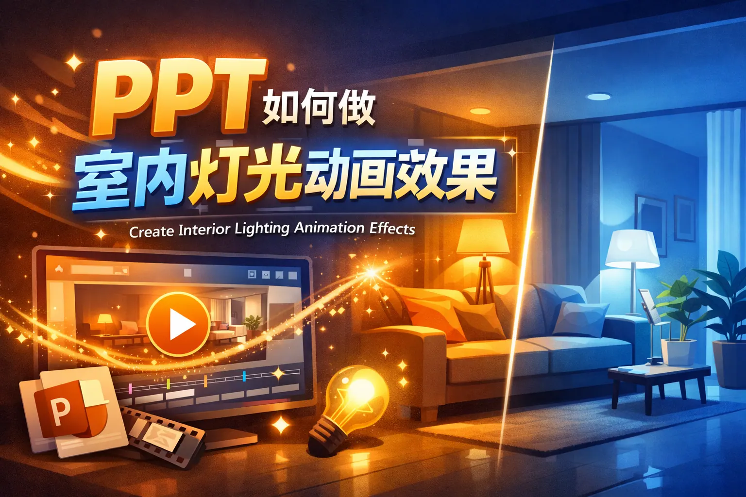 ppt如何做室内灯光动画效果