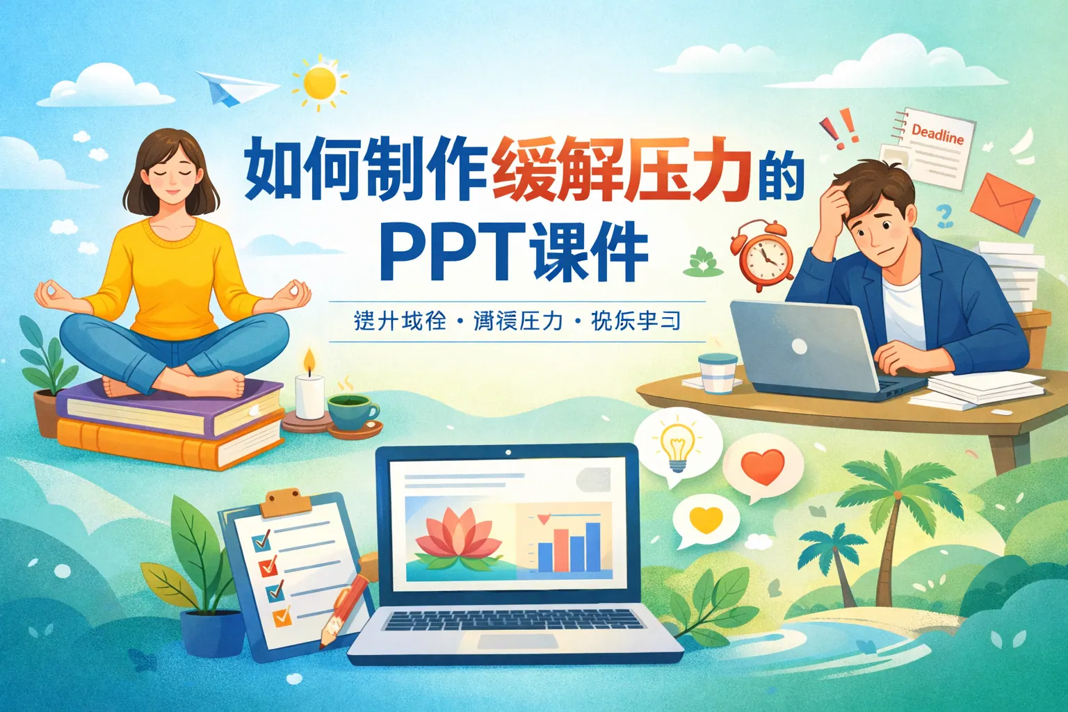 如何制作缓解压力的ppt课件