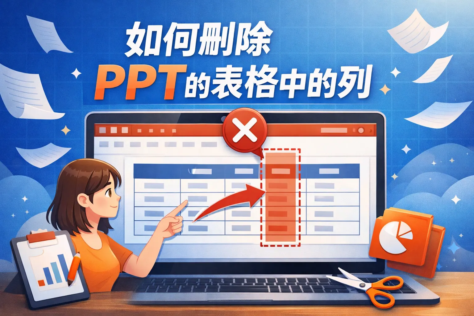 如何删除ppt的表格中的列