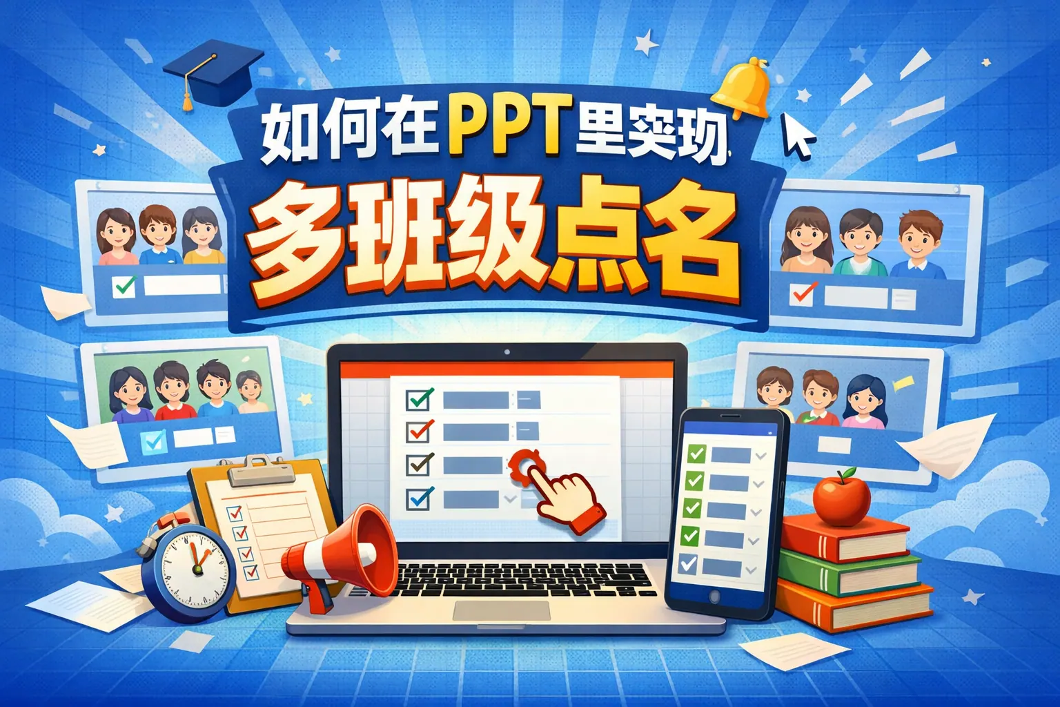 如何在ppt里实现多班级点名