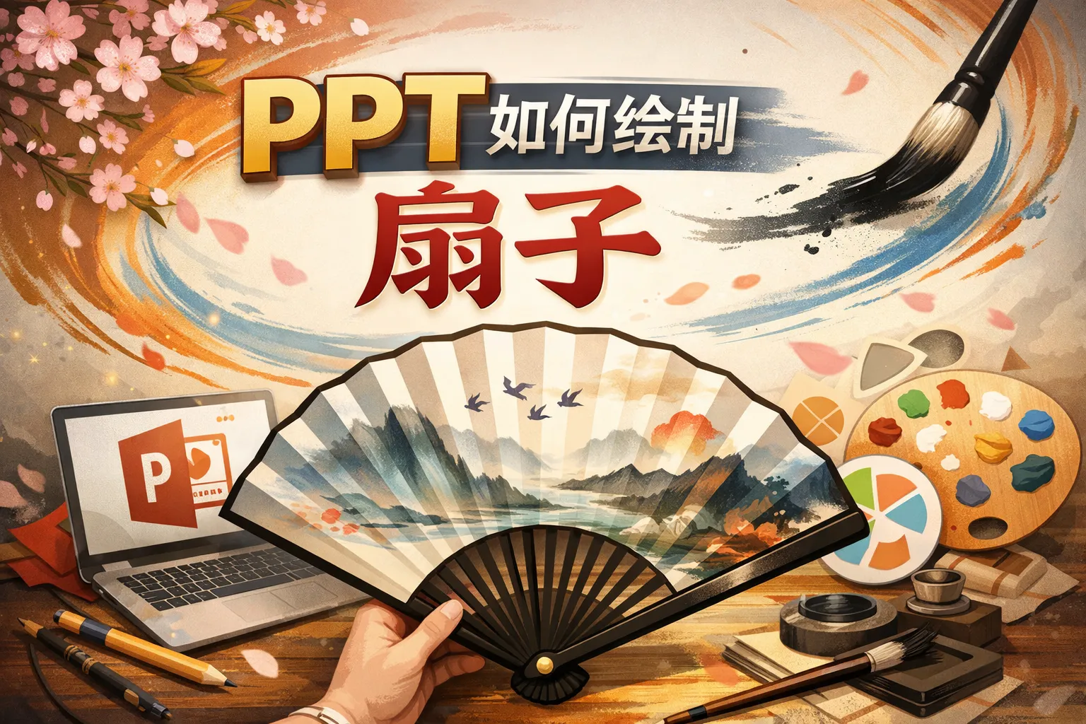 ppt如何绘制扇子