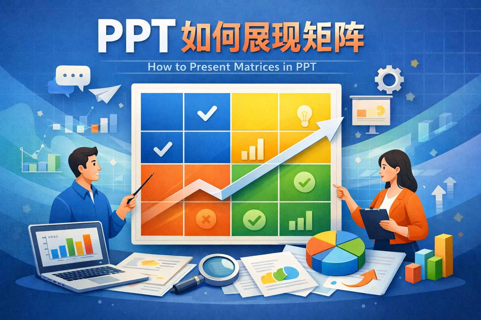 ppt如何展现矩阵