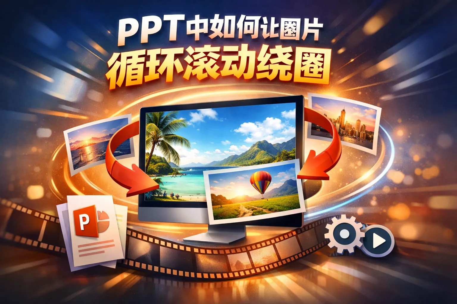 ppt中如何让图片循环滚动绕圈