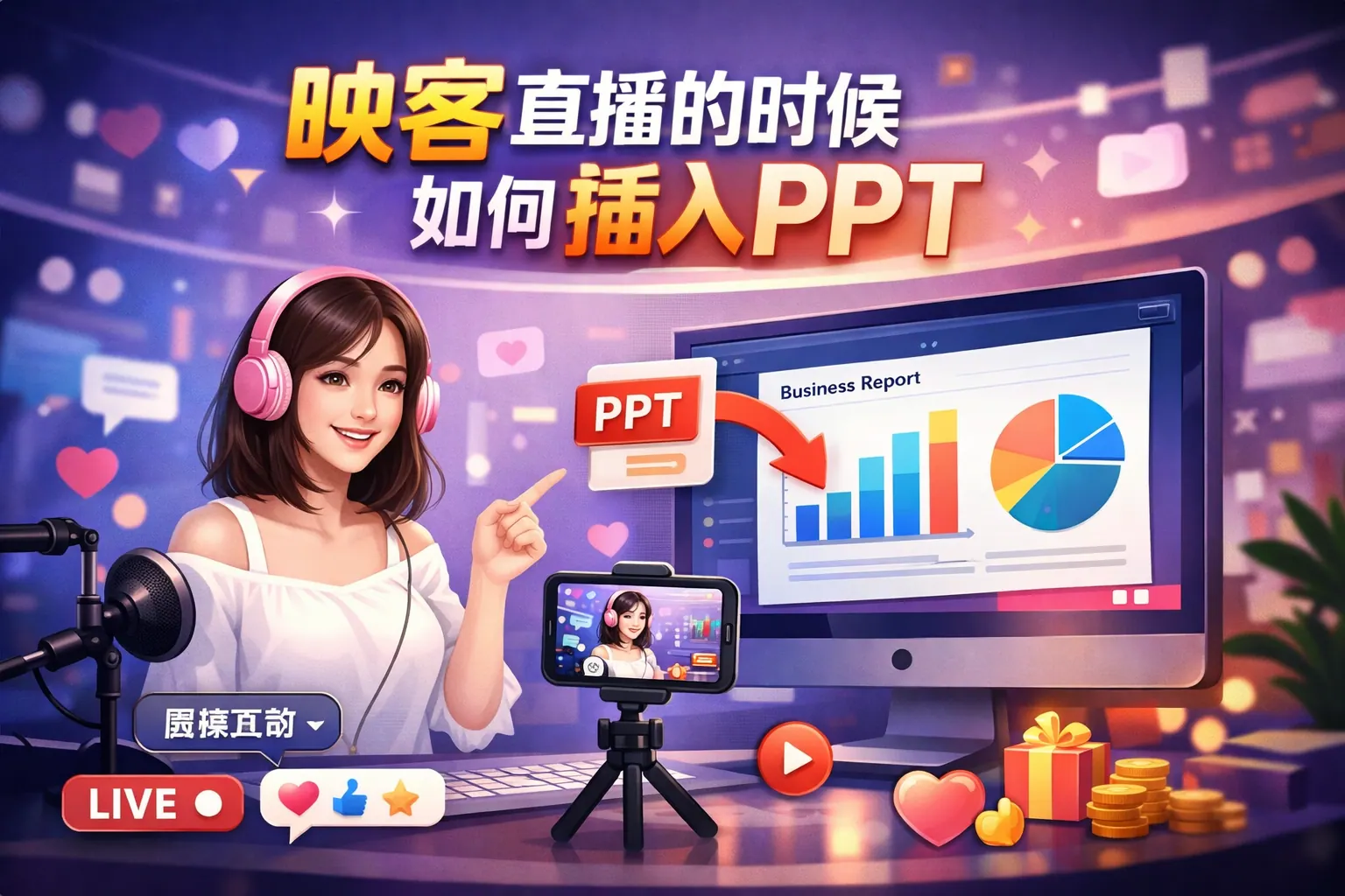 映客直播的时候如何插入ppt