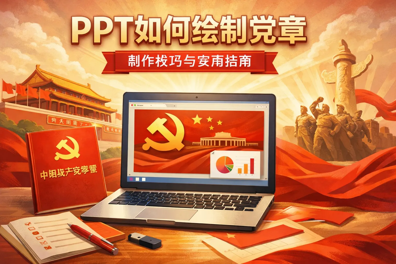 ppt如何绘制党章