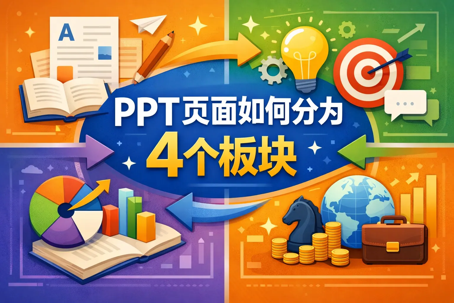 ppt页面如何分为4个板块