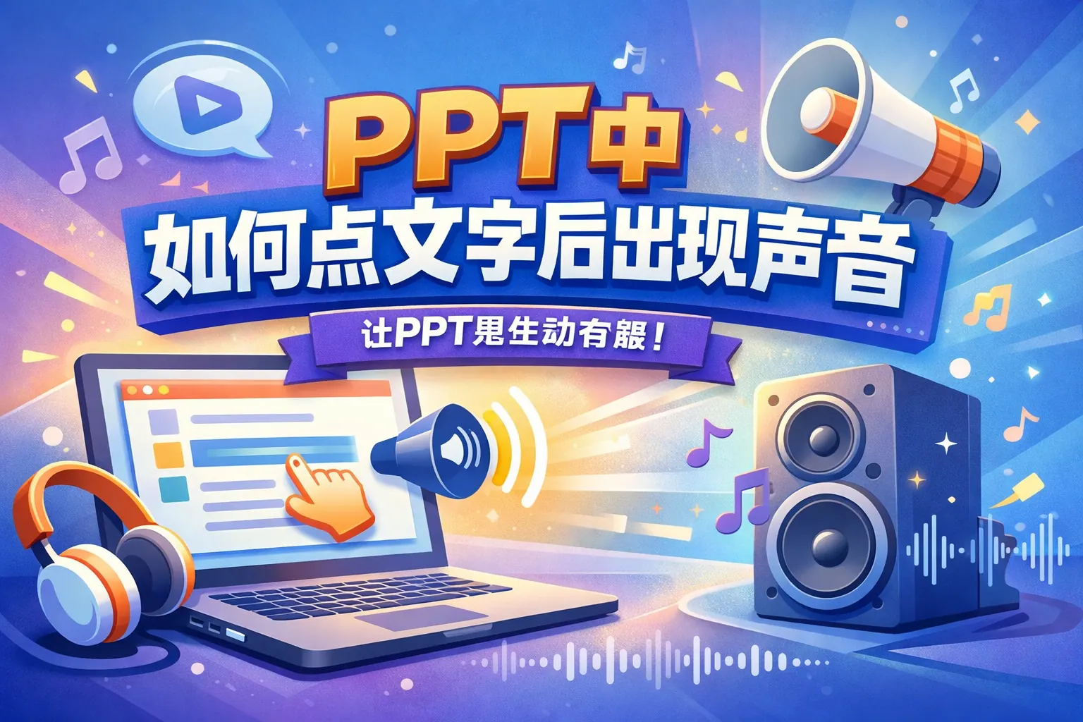 ppt中如何点文字后出现声音