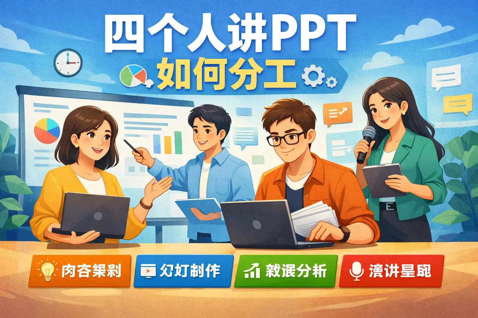 四个人讲ppt如何分工