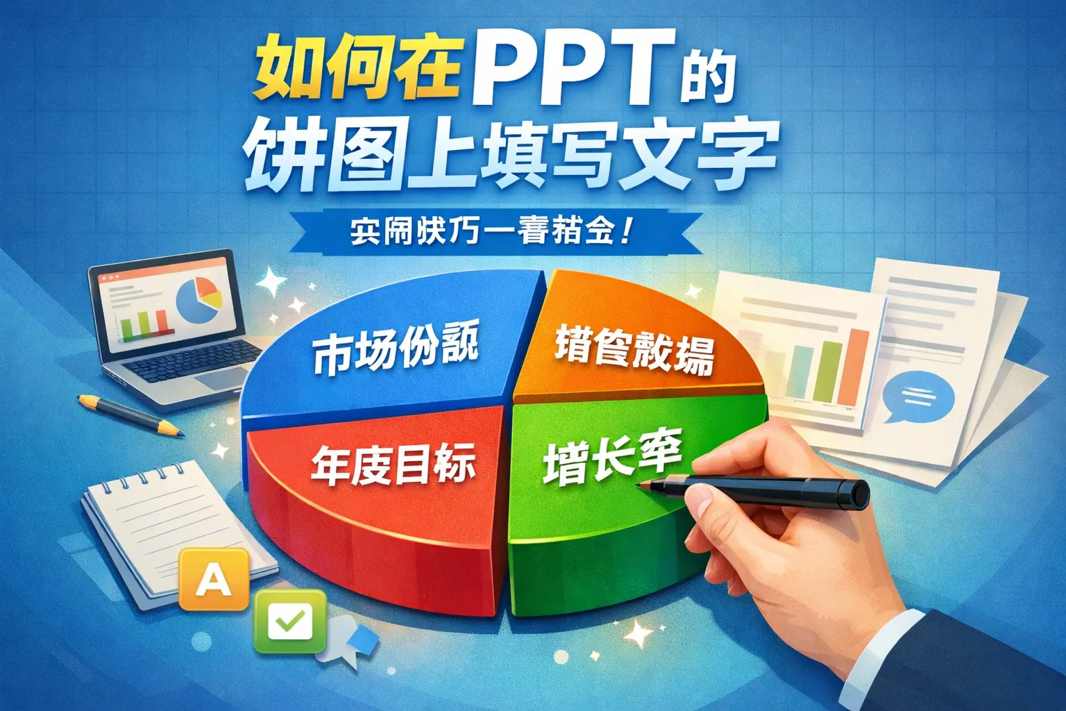 如何在ppt的饼图上填写文字