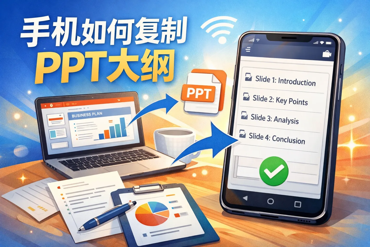 手机如何复制ppt大纲