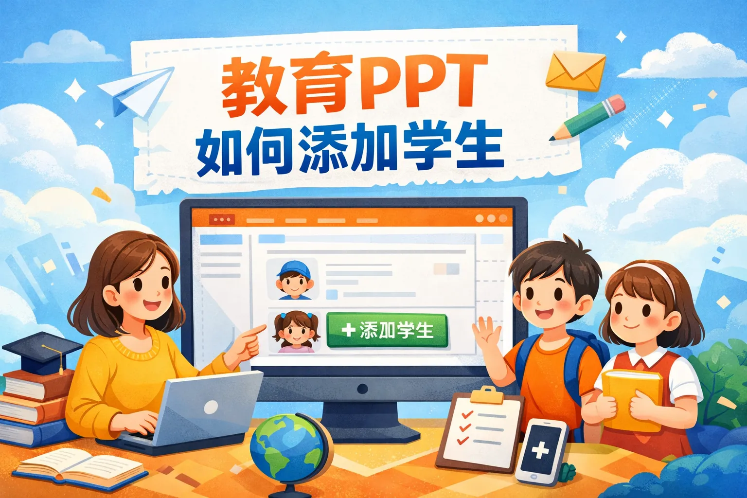 教育ppt如何添加学生