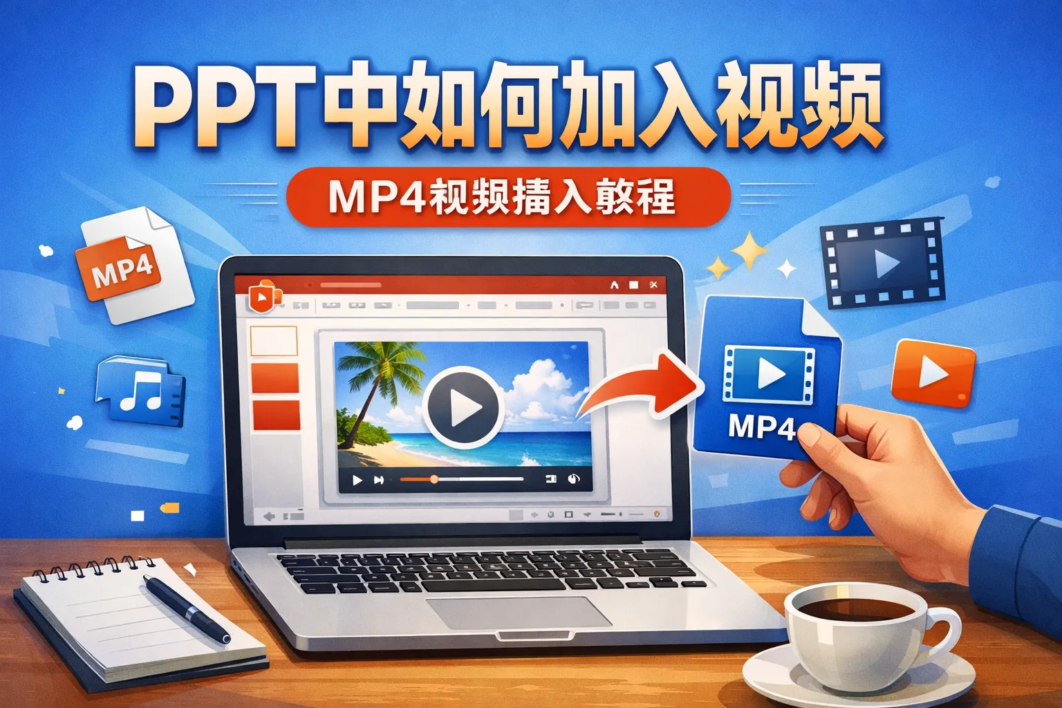 ppt中如何加入视频mp4视频