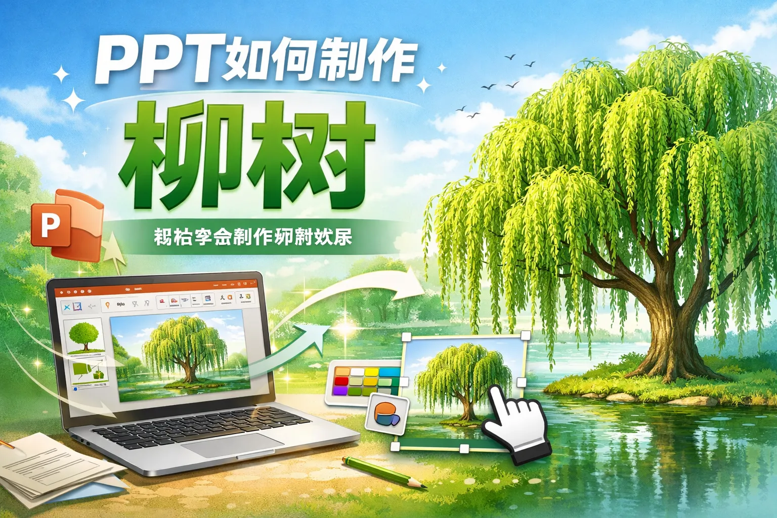 ppt如何制作柳树