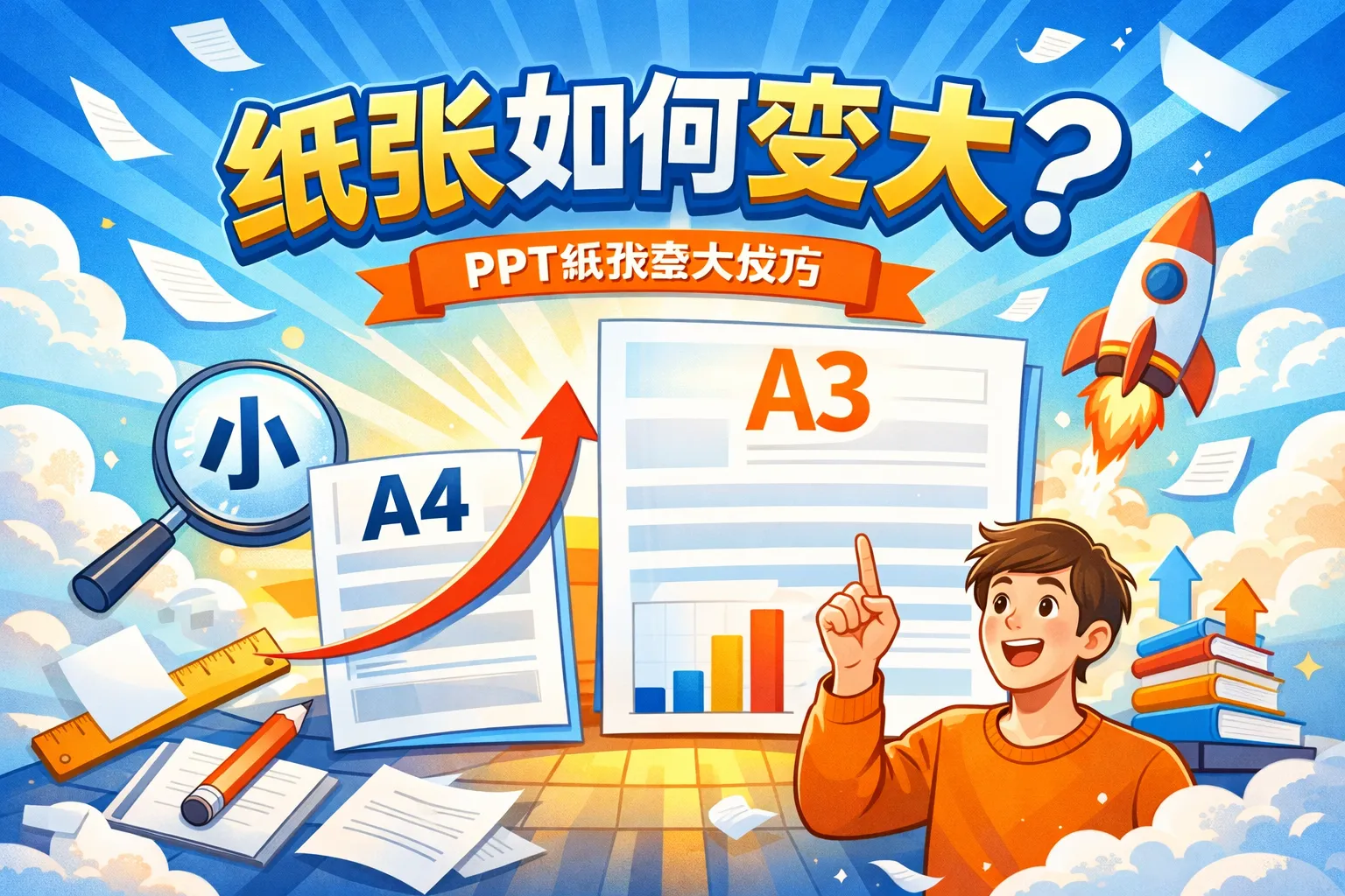 ppt纸张如何变大