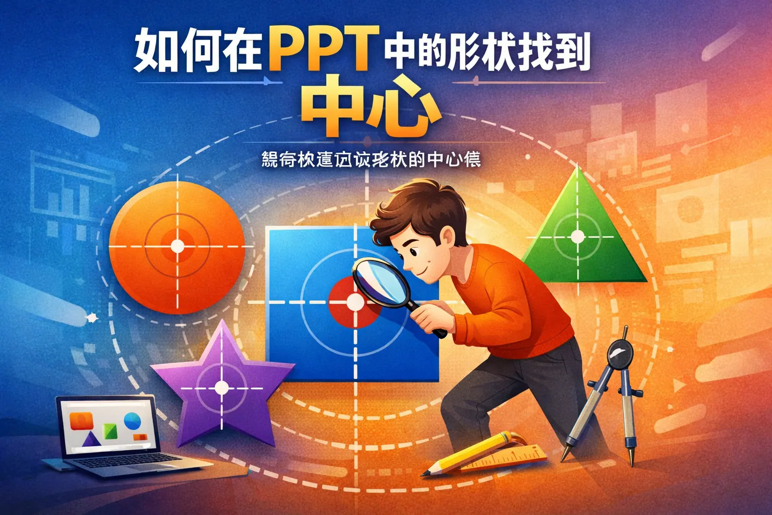 如何在PPT中的形状找到中心