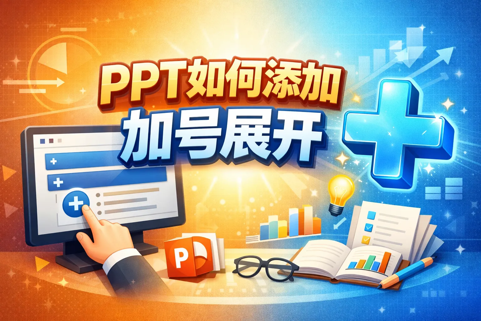 PPT如何添加加号展开