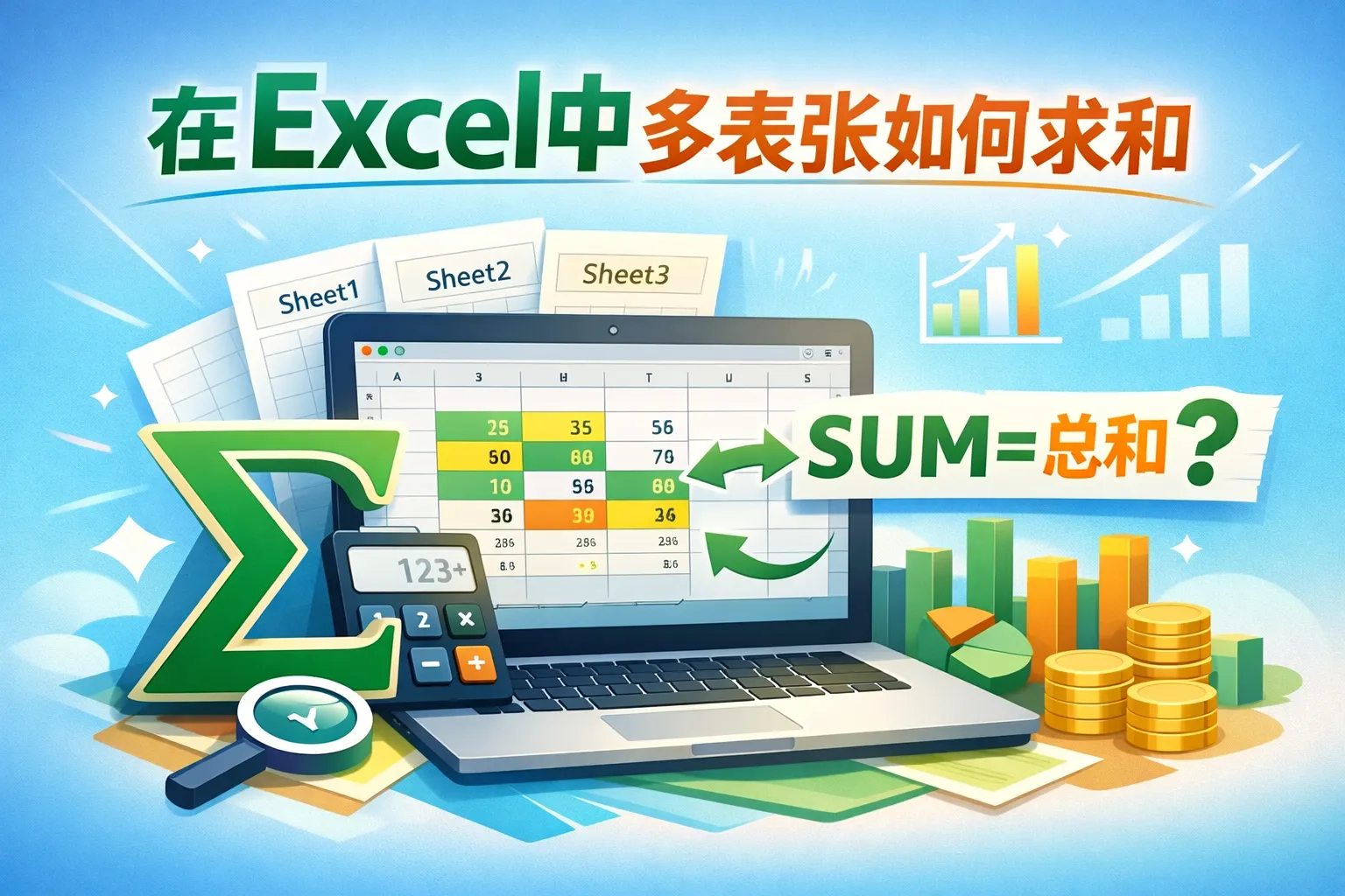 在excel中多表张如何求和