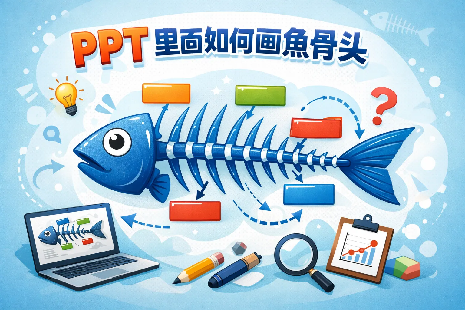 ppt里面如何画鱼骨头