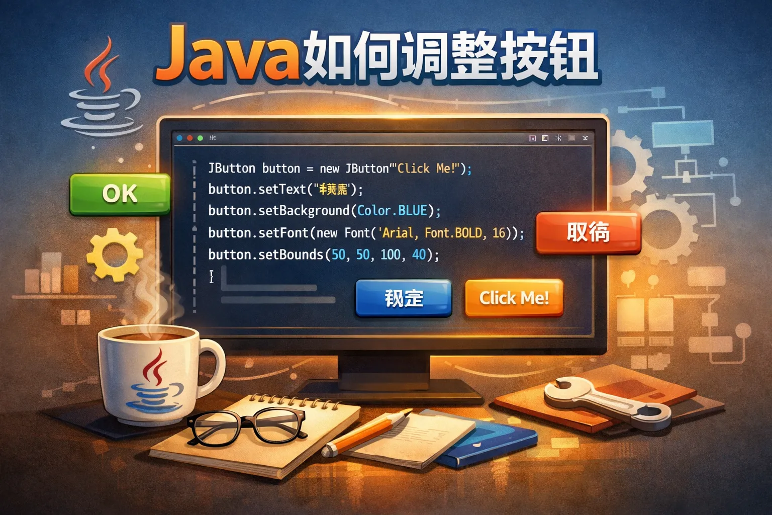 java如何调整按钮